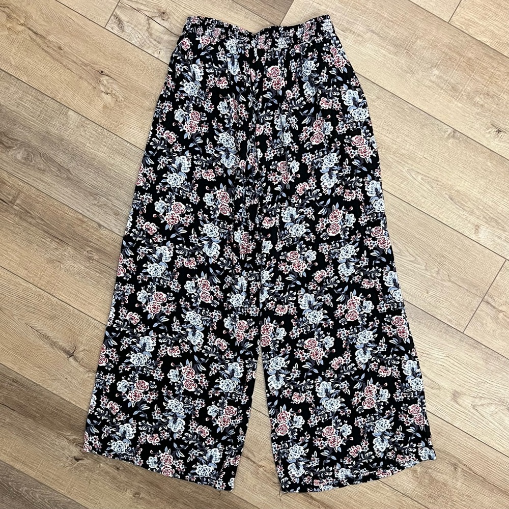 ANGIE Floral Wide Leg Tie Waist Pants Size L - Picture 2 of 5